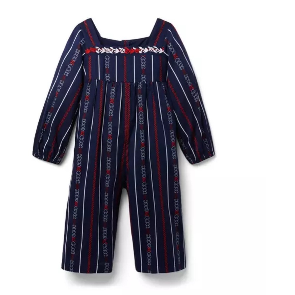 NWT $77 Janie & Jack Embroidered Wide Leg Jumpsuit size 6